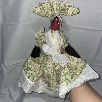Caribbean island style doll yellow dress lace