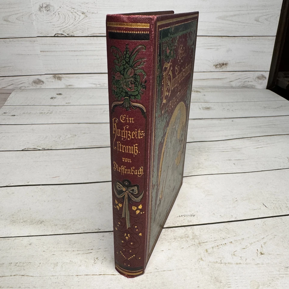 Ein Hochzeitsstrauß G. Chr. Dieffenbach 1891 Antique German Gift Book Gilt Angel - Image 3 of 4