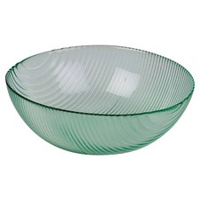 Ribbed Glass Salad Bowl 25cm Large Fruit Trifle Pasta Serving Dish Deep Clear