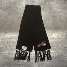 Vintage Harley Davidson Knit Scarf Black Fringe Logo Licensed USA Made Women