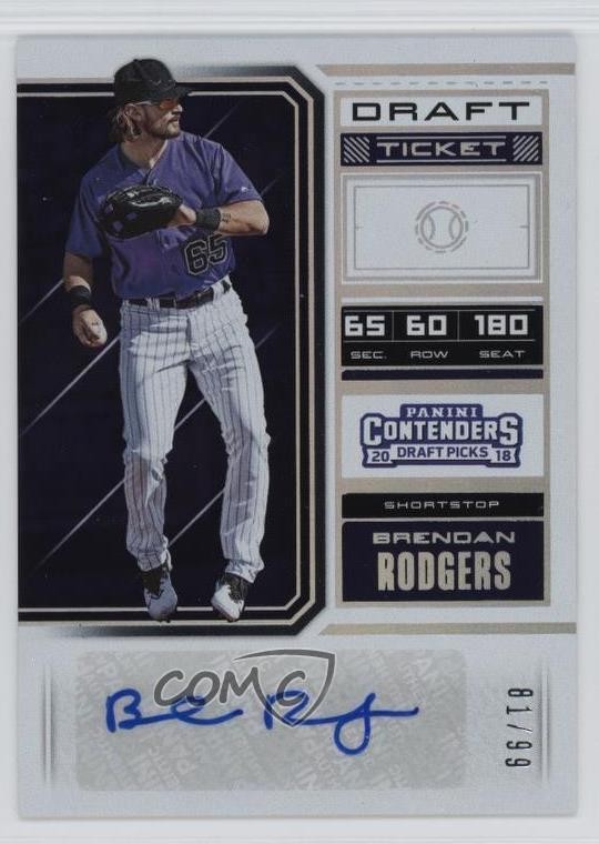 2018 Panini Contenders Draft Picks Prospect Ticket /99 Brendan Rodgers Auto 1si8