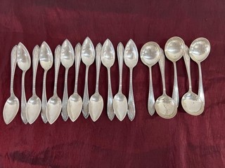 Lot of 17 J.S. & Co. Sterling Silver Flatware Spoons Has Monogram 398g