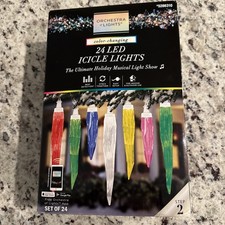 Orchestra of Light 24 LED Icicle Lights Color Changing Musical Holiday Lightshow