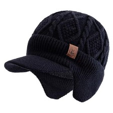 New Unisex Winter Earflap Beanie Plush Fur Lined Warm Ski Hat for Men Women