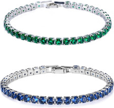 2 Stück Tennis Bracelet Damen Armband, 4mm Tennis Armband Zirkonia, Schnappdesig
