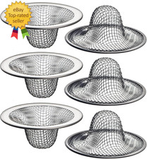 6 Pack - 2.125" Top / 1" Basket- Mesh Sink Drain Strainer Hair Catcher
