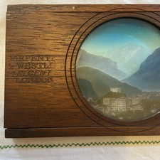 Colour Antique Magic Lantern Slide Carpenter Westley Town with mountains
