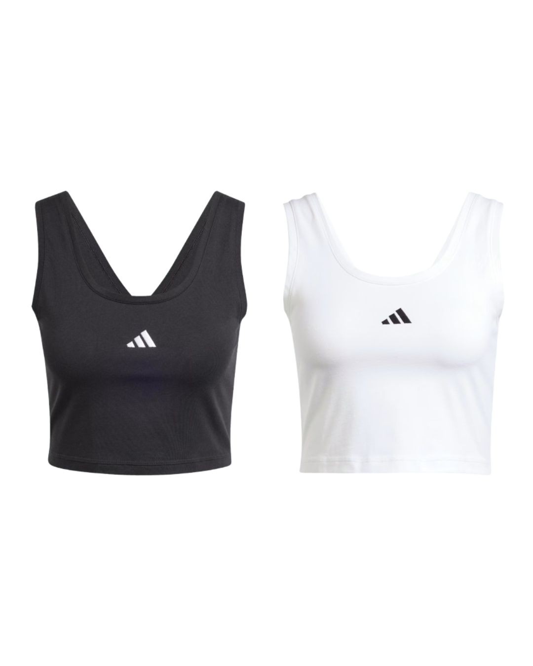 Adidas Performance Donna Nero - Essentials Lifestyle - Top Senza Maniche In Cotone E Bianco Con Logo Piccolo - Immagine 3