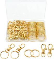 60 Pcs Premium Gold Swivel Clasps Lanyard Snap Hooks with Key Rings, Key Chain C