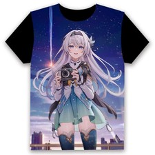 Honkai: Star Rail Firefly Cosplay Basic T-shirt Casual Short Sleeve Black TEE
