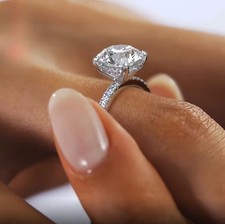 2 CT Round Cut Moissanite Hidden Halo Engagement Ring 14K White Gold Plated