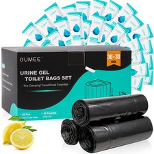 30 Portable Toilet Bags with 30 Poo Gel Set, 8 1 Count Pack of 30 , Black