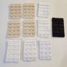 Lot 10 Womens Bra Extenders 3-Hook White Beige Black 2x3.25"