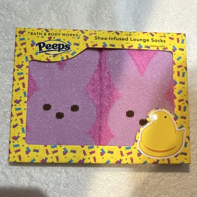 Bath & Body Works x Peeps Shea-Infused Non-Slip Lounge Socks Pink Bunny One Size