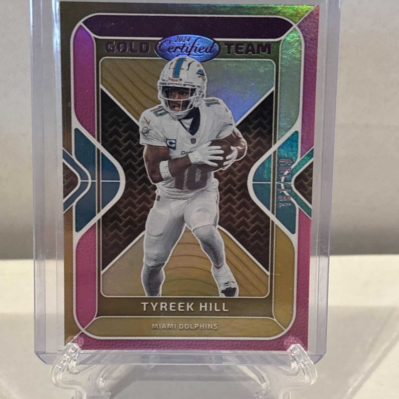 2024 Panini Certified - Gold Team Tyreek Hill #GT-THL Mirror Pink /199
