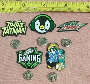 Mountain Dew Gaming Limited Edition Tim The Tatman 5 Enamel Pin Set Promo