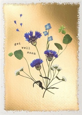 Get Well Soon Karte Premium weibliche Blumen Floral Design Goldfolie Finish