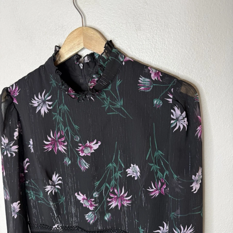 Nuevo Vestido Anthropologie Donna Morgan Cuello Alto Floral Chifón Para Mujer’s 10 Foto 2 de 4