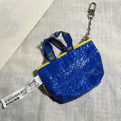 IKEA Mini Tote Keychain Blue Bag, NWT, Coin Pouch, Zip Close, 4 x3 