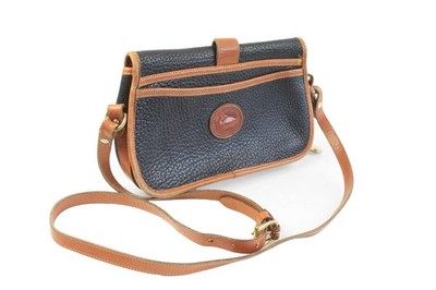 Vintage Dooney & Bourke Bag Womens Black Brown Leather Crossbody Purse USA 90s