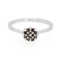 Cavill Damen Ring 925 Silber Platin Brillant 0,22Ct BlüTenmotiv Rund-