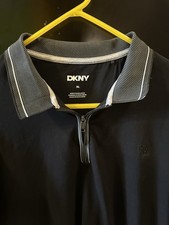 DKNY Men  s XL Black Quarter Zip Polo Shirt Short Sleeve Pre-owned
