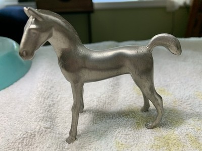 Vtg Genuine Solid Pewter Handcrafted Horse/Foal