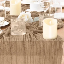 Fall Nude Cheesecloth Table Runner 3Pcs Gauze Table Runner 22×120 Inch 10FT 