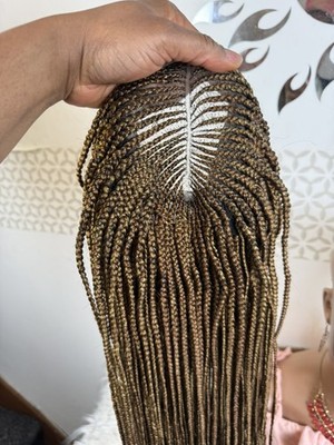 Zweifarbiger Box Zopf mit kurzer Cornrow, kleberloser und leichter Perücke, 34''