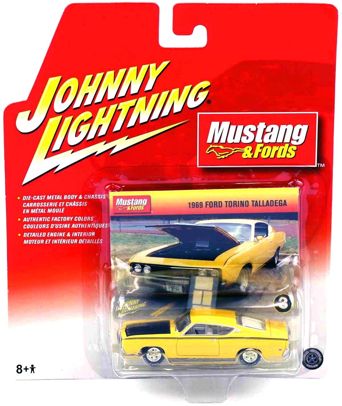 1:64 Johnny Lighting 1969 Ford Torino Talladega Yellow/Black MUSTANG & Ford