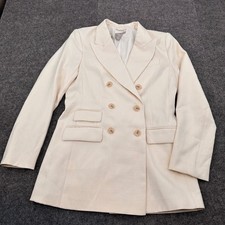 H M Double Breasted Blazer Women Small Textured Cream Modern Professional Office