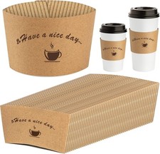 Kraft Paper Coffee Cup Sleeves 50 Packs - Coffee Sleeves, Disposable Corrugated