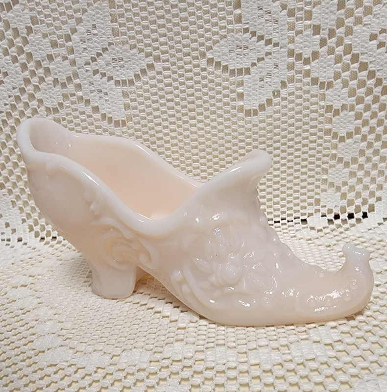 Mosser Glass CABBAGE ROSE SLIPPER in CROWN TUSCAN from 2000s