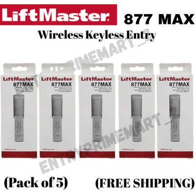 LiftMaster 877MAX Garage Door Opener Keypad Remote Keyless Entry Wireless pack 5