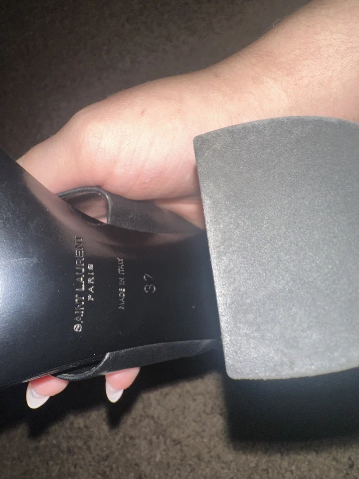 Mulas Saint Laurent Bianca de cuero negro anudado talla 37 (¡leer descripción!) Foto 2 de 4