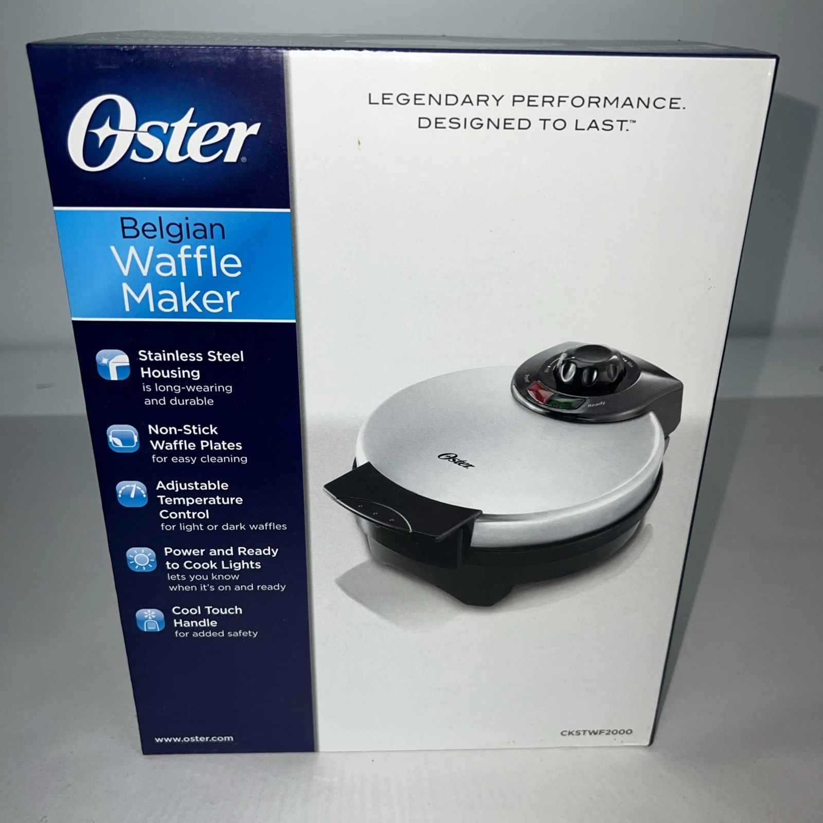Oster Round Belgian Waffle Maker, Stainless Steel (CKSTWF2000) New In Box