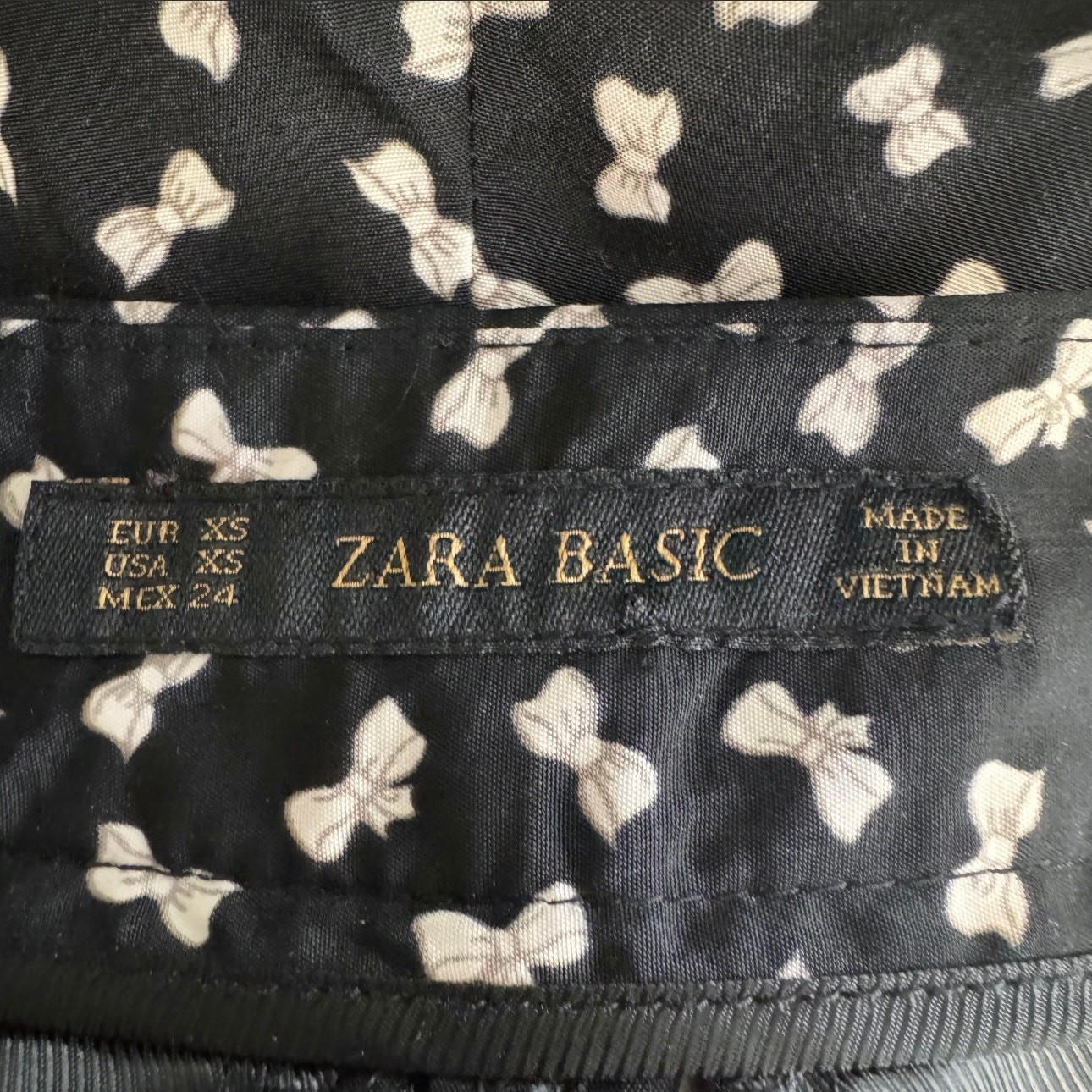 Zara Basic Black with White Bow Pattern Wide Leg … - image 5