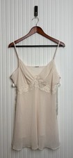 Pink Cream Cami Babydoll Top L Side Slit Lace Trim Fairy Femine Coquette