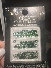 Swarovski Hotfix Crystal Rhinestone Combo 90 Pieces, Emerald Green