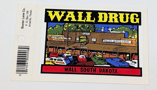 Vintage Baxter Lane Decal Wall Drug South Dakota Art Travel Cars State America