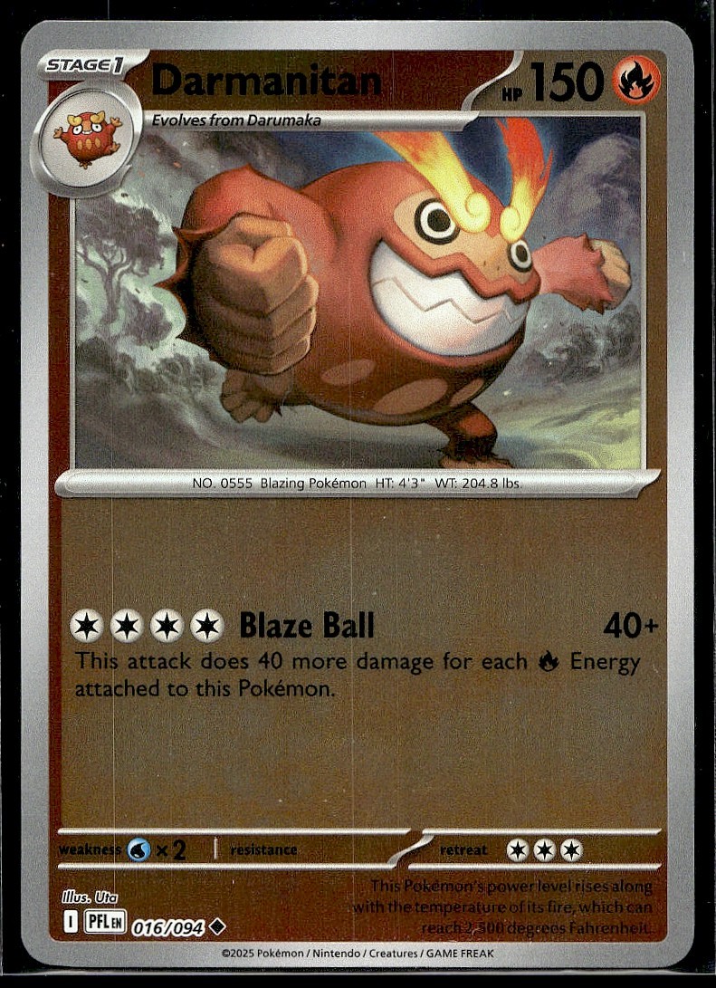 Darmanitan 016/094 Uncommon Phantasmal Flames Pokemon Reverse Holo NM B10G10
