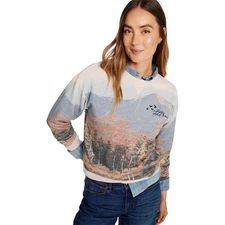 L.L.Bean Signature Camp Print Crewneck Sweatshirt - Women's Oatmeal Heather Moun