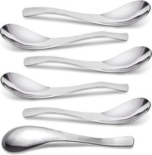 Soup Spoons,Stainless Steel Korean Spoons Asian Soup Spoon, 6.3 Inches Heavy