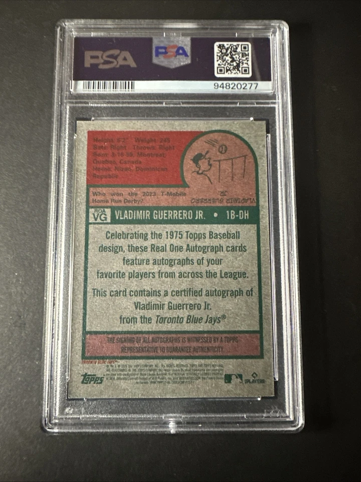 2024 Topps Heritage VLADIMIR GUERRERO JR Real One Auto #ROAVG PSA 9 Blue Jays - Image 2 of 3