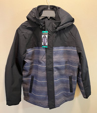 Pendleton Men's Hooded Softshell Wool Blend Jacket Black w/ Blue Plaid Size XL