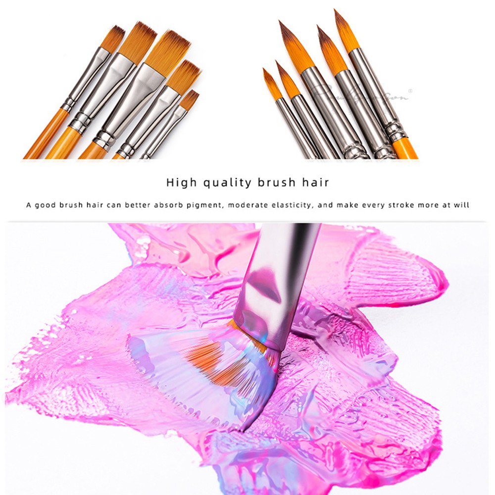 12pcs Draw Paint Brushes Set Kit Artist Paintbrush With Nylon Hair For Artist