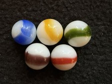 Set of 5 Vitro Whitie Marbles 19/32-5/8 Near Mint to Mint 19