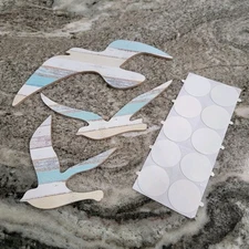 Hingtai 3 Pc Wood Seagull Coastal Wall Decor Set Beach Nautical Art W/ Adhesive