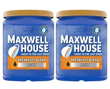 2pk Maxwell House Breakfast Blend Mild Roast Ground Coffee, 38.8 oz Canister