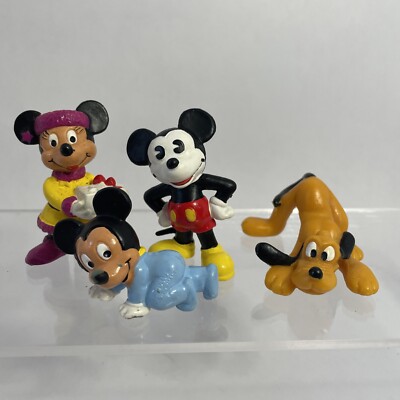 Disney Mickey Mouse Minnie Baby Pluto  Figures Vintage Bully Bullyland PVC 2.5 